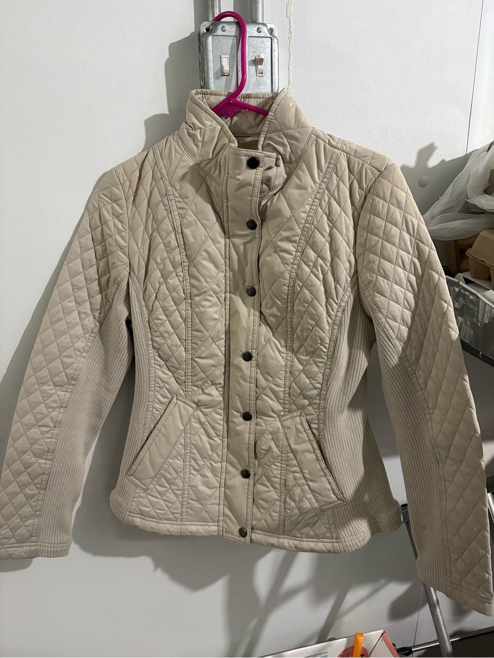 Women's Quilted Beige Jacket - Classic Lightweight Coat